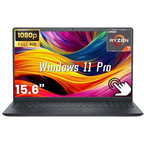 Dell 15 Touchscreen Laptop for Business, 16GB DDR4, 512GB SSD + 256GB SD Card, AMD Ryzen 7 7730U (8 Cores), 15.6' FHD Display, Bluetooth 5, HD Webcam, Windows 11 Pro
