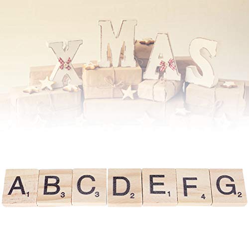 100 piezas fichas de letras de madera alfabeto A-Z miniatura 6