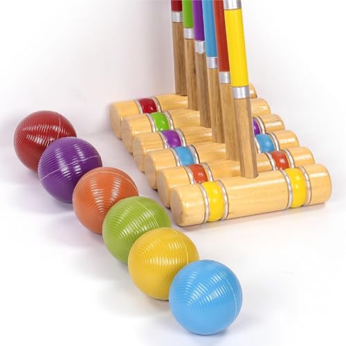 Greenfields Six Player Croquet Set with Deluxe Premium Pine Wooden Colour Mallets | Coloured Balls, Wickets, Stakes | Lawn Backyard Family Game Set, Includes Carry Bag - Image 3