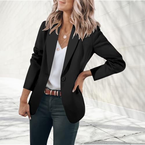 Blazers for Women Lapel Open Front Long Sleeve Suit Jacket Fall Lightweight Work Office Blazer Solid Color Suit Coat3