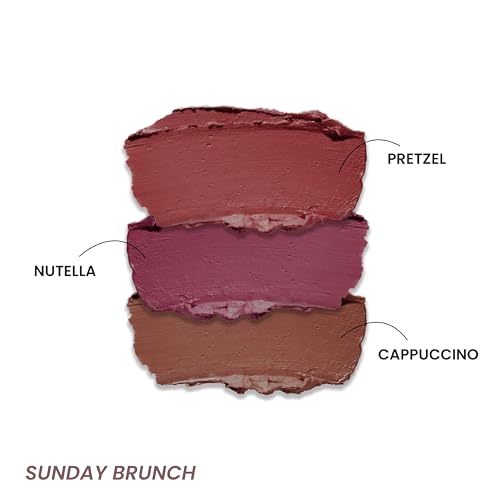 Image of LAMIOR Blurry Fudgy Lip Tint - Combo of 3, Shade - Sunday Brunch | Ultra Velvety Matte | Transfer Proof & Hydrating Formula | Long-Lasting Lip Tint with Cushion Applicator | Vegan & Cruelty-Free