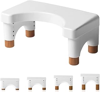 WhaleLife Toilet Stool,Poop Stool Adult for Bathroom Toilet Stool Squat Adult (White, Beechwood Feet)