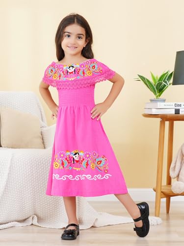 Image of Mexican Dress for Girls Traditional Vestidos Mexicanos Cinco de Mayo Embroidered Dresser Toddler Kids