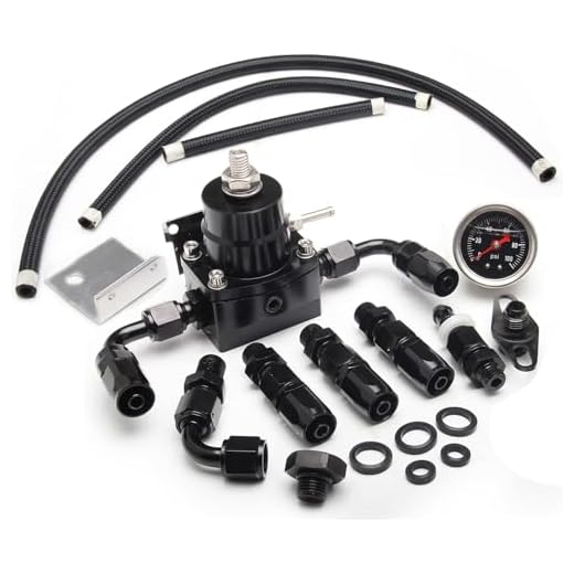 YESHMA EFI Fuel Pressure Regulator Kit 0-100psi with Gauge 6AN Fuel Line Fitting Universal Adjustable Aluminum (Black)