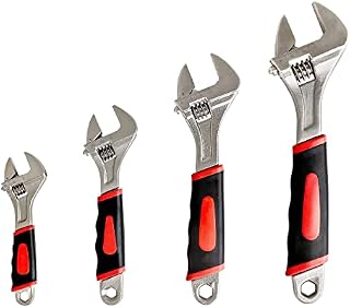 Navegando Adjustable Spanner Set, 4PCs Adjustable Wrench Set Multifunctional Wrench with Reversible Wide Opening Jaw (6/ 8/ 10/ 12 in)