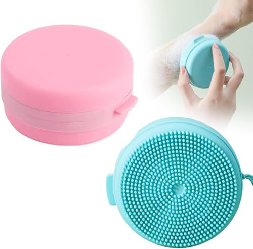Cepillo de masaje corporal de silicona exfoliante, 2 cepillos corporales, cepillo de ducha exfoliante suave para todo tipo de pieles, hace mucha espuma