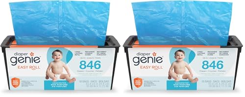 Image of Diaper Genie Easy Roll Refill, 18 Bags Per Refill, Holds Up to 846 Newborn Diapers, Odor Control, Diaper Pail Bags, Fits Diaper Genie Signature & Platinum Pails, Packaging may vary (Pack of 2)
