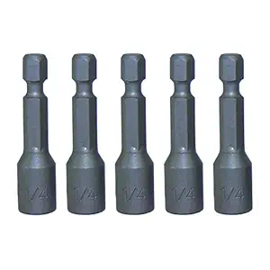 1/4-Inch Magnetic Hex Head Driver Bit w/Quick Change Shank - Used for Installing Screws, Nuts, Bolts, etc. - Commonly Used for Metal Roofing Screws - (5 PACK)