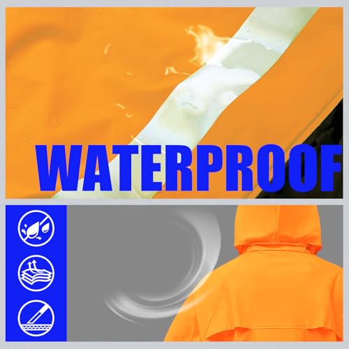 Image of Rizzon Rain Suits for Men Women Waterproof Heavy Duty Rain Gear Hi-Vis Rain Jacket & Pants for Fishing, Camping
