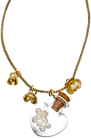 Blu Bijoux Perfume Bottle and Flowers Charm Necklace