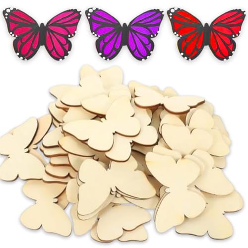 Artigianato a Farfalla in Legno, 60PCS Farfalla Artigianato da Pittura in Legno per Bambini Pittura, Artigianato Fai-da-Te,per di Nozze Decorazioni per Alberi