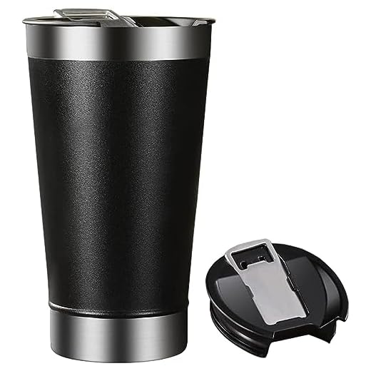 Copo Térmico Aço Inoxidável Parede Dupla Vácuo Com Abridor E Tampa 473ml tipo Stanley (COR PRETA)