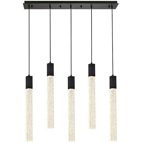 Pemberly Row Contemporary 5-Lights Metal and Crystal Pendant in Black