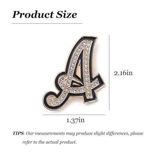 Image of Letter Brooches and Pins for Women A-Z Initial Brooch Pins for Socks Backpacks Crafts Fashion Crystal Rhinestone Initial Pins Trendy Custom Jewelry for Men Women
