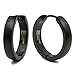 Stainless Steel Curved Face Round Hoop Earrings Brush Black 20mm