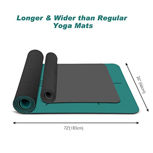 TOPLUS Yoga Mat, Body Alignment System, Extra Large Eco Friendly Non-Slip Exercise & Fitness Mat with Carrying Strap, Workout Mat for All Type of Yoga, Pilates and Floor Exercises