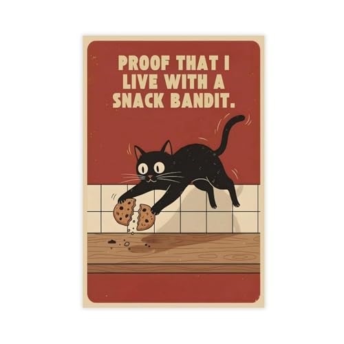 Toile chat Snack Bandit grand format 61x91.4cm décoration premium