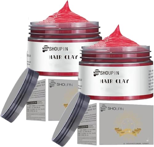 【髪染め】ふんわりヘアカラークリーム、SHOUPIN Color Hair メンズ レディース 男性用毛染め 簡単カラーリング/髪を傷めない/いい香り/オシャレな発色 発色しやすい お手入れ簡単(2個) (レッド)