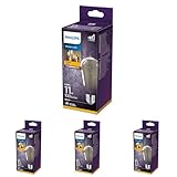 Philips LED Classic E27 Smoky Lampe, 11 W, Tropfenform, Vintage Industrial Dekolampe, klar, smoky, warmweiß, Lila (Packung mit 4)