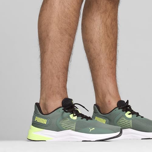 Image of PUMA Unisex Children's Disperse Xt 3 Cross Trainer, Eucalyptus Flat Dark Gray Fizzy Apple, 4.5 Big Kid
