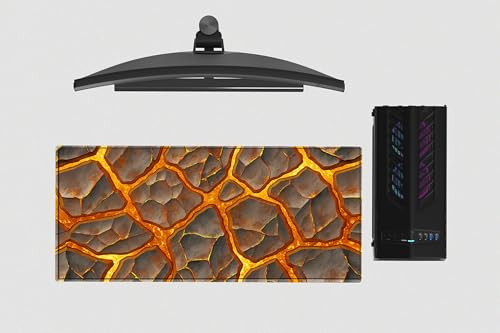 Image of Lava Floor Premium Desk Mat | Anti-Skid | Anti-Slip | 80 x 30 cm | Laptop Mat for Work from Home /Office /Gaming- Extended Mouse pad and Keyboard Desk mat