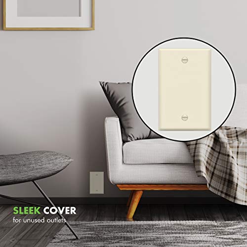 Image of ENERLITES 10 Pack Mid-Size Blank Wall Plate Cover, 1-Gang, Light Almond | Medium size 4.88 inch x 3.11 inch, cover unused electrical box /outlet /switch, unbreakable polycarbonate, UL-listed, easy to install