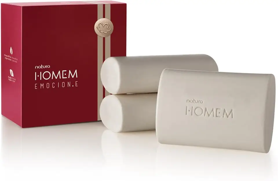 Presente Natura Homem Emocione Trio de Sabonetes Corpo e Barba 110g