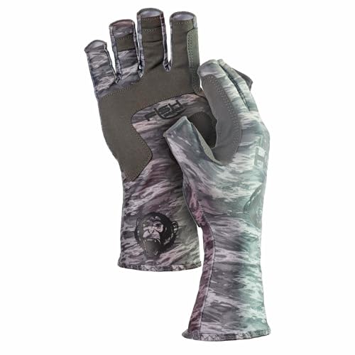Fish Monkey Half Finger Guide Glove - Grey Water Camo M