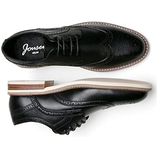Jousen Mens Dress Shoes Casual Wingtip Polished Leather Oxfords Classic Retro Brogue Oxford Shoes For Men(Amy9027 Black 11.5) #TOP5