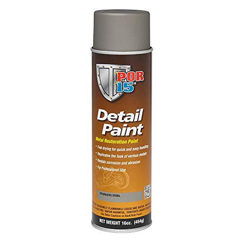 POR-15 Detail Paint - Stainless Steel - 16 fl. oz. - Metal Restoration Paint | Replicate a Raw Metal Look | Resists Corrosion & Abrasion