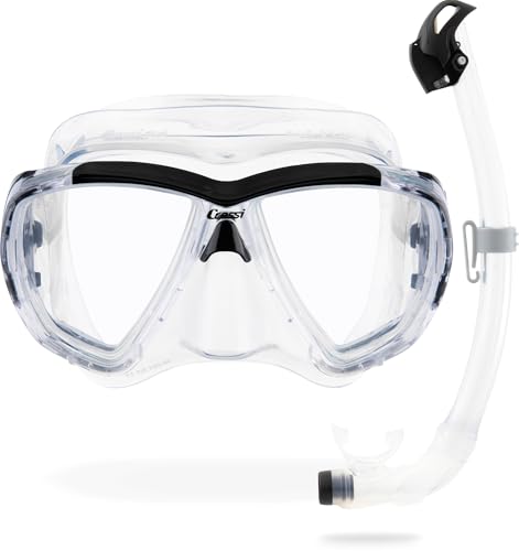Cressi Kit de Máscara y Tubo para Snorkel - Vista Amplia y Tubo Seco - Big Eyes & Seal Dry - Hecho en Italia