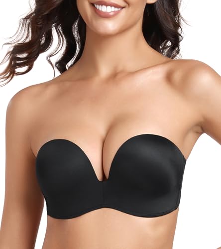 Lemorosy Damen Push Up Trägerloser BH Komfort Bügellos...