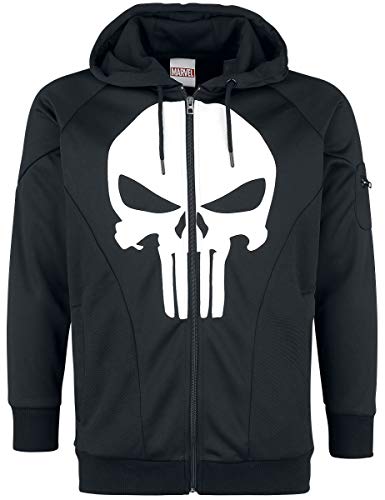 Punisher chaqueta con capucha del logotipo del cráneo Marvel negro - XXL