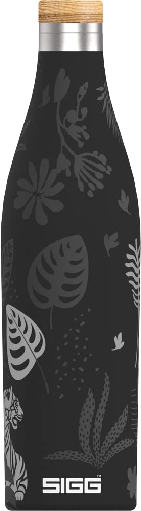 SIGG Meridian Isolierte Trinkflasche – 0,5L / 0,7L, extra schlank, auslaufsicher, BPA-frei, plastikfrei, Doppelwandig, 18/8 Edelstahl, Bambus-Schraubverschluss