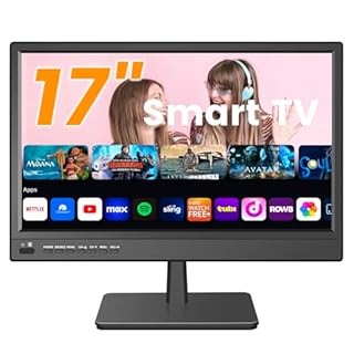 ZOSHING 17 Inch Smart TV,Small Television with HDMI Input,Built-in Digital Tuner/USB-Supports Wall-Mounted-for Bedroom,Kitchen,RV - Includes Remote Control(Black) (17INCH)