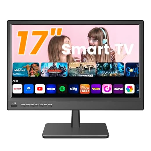 Jexiop 17inch Smart TV,Full HD 1080p LED Flat Screen with ATSC TV,with Built-in HDMI/USB-Suitable for Kitchen Kid's Room Basement or RV Camper