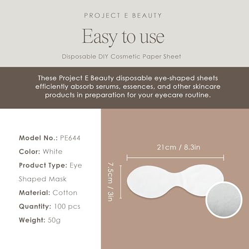 100pcs Disposable DIY Non-Woven Eye Mask Paper by Project E Beauty | DIY Cotton Eye Care Mask | for Skincare & Spa Salon Use | Cosmetic Facial Paper for Toner, Serum, or Lotion (100, Eye Shaped) - Image 5