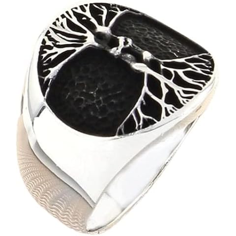 SOHO SILVERS 925 Sterling Silver Tree of Life Mens Ring, Oxidized Tree Silver Signet Large Rings for Men, Gift for him (6035922) | R 1/2 Cover