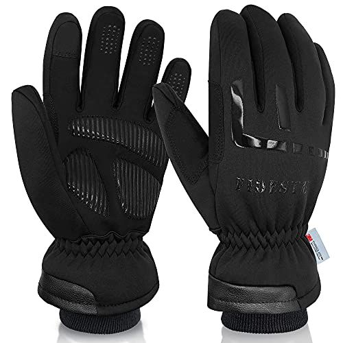 FIDESTE -40°F Wasserdicht Winter Thermo Handschuhe– 3M Thinsulate Touch Screen Warme Handschuhe – zum Radfahren, Reiten, Laufen, für Outdoor-Sport – für Frauen und Männer, Schwarz (XL)