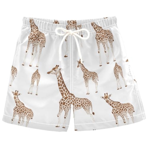 Pigsaly Boys Swim Trunks Watercolor Brown Giraffe Toddler Beach Board Shorts Baby Summer Bathing Suit XL