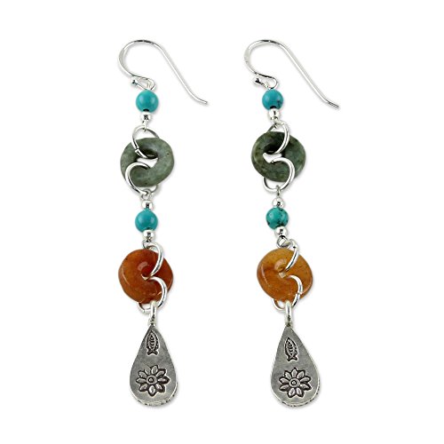 NOVICA-Artisan-Handcrafted-Jade-Earrings-Silver-Dangle-Turquoise-Dangle-Earrings-Sterling-Silver-Sterling-Silver-Beaded-Earrings-Fine-Sterling-Silver-Earrings-Multi-Gem-Earrings-For-Women