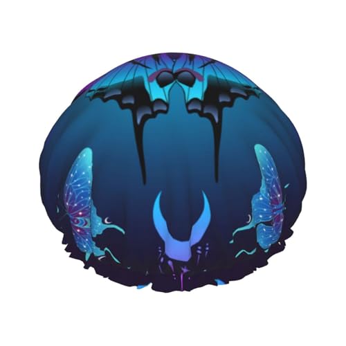 Bonnet de douche réutilisable pour femmes cheveux longs imperméable goth