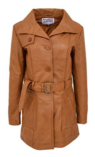 Manteau Shania en cuir véritable un trench mi-long au style classique d'exception