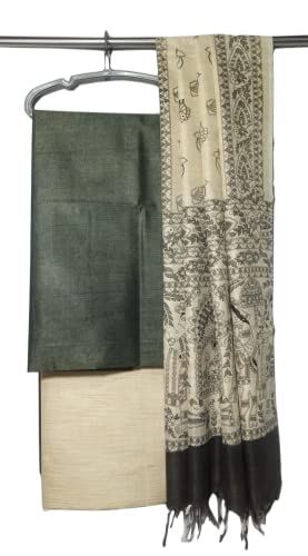 Image of ZERATEX Cotton Silk Hand Crafted Unstitched Suit Set for Women with Dupatta | Cotton Silk Salwar Suit Dress Material for Women & Girls | Top - 2.5 M, Bottom - 2.50 M & Dupatta - 2.5 M