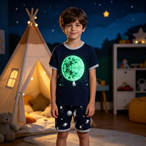 Image of KikizYe Boys Short Sleeve Pajamas Kids Summer Pjs Children Pajamas
