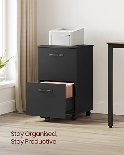 Image of VASAGLE CUSTOS Collection - 2-Drawer File Cabinet, Small Rolling Filing Cabinet for Home Office, Printer Stand, for A4, Letter-Size Documents, 15.7 x 16.5 x 27.6 Inches, Matte Black UOFC040B16V2S