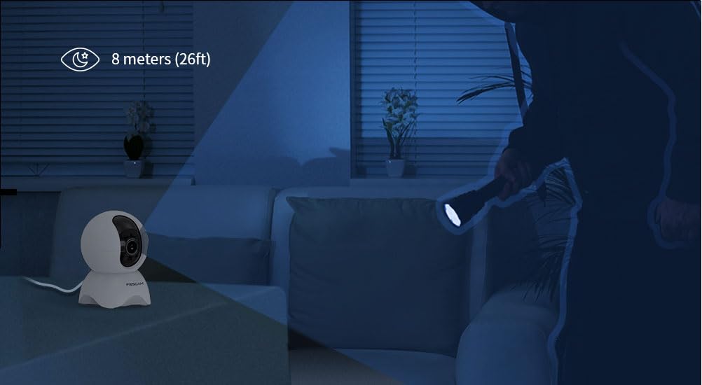 Foscam Cámara IP X5 Blanca WiFi/LAN 5MP, Seguridad, Detección Humana, Audio, Visión Nocturna.
