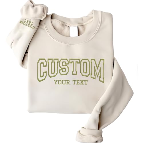 Custom Embroidered Sweatshirt – Design Your Own Text or Name, Personalized Unisex Crewneck, Unique Gift for Him & Her, Soft Cotton Sweater for Christmas, Birthday, Anniversary