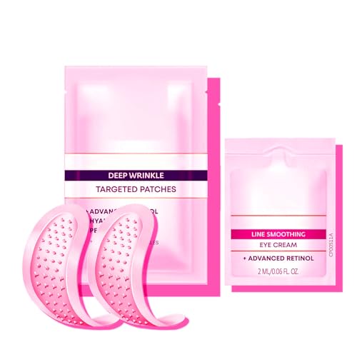 Parches no invasivos Retinol Correxion Deep Wrinkle con ácido hialurónico y péptidos reafirmantes para la frente, líneas de expresión, patas de gallo y líneas de expresión (Pink)