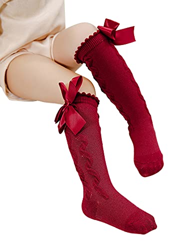 Baby Girls Knee High Socks Bow Long Stockings Infants Toddlers Ruffled Socks4